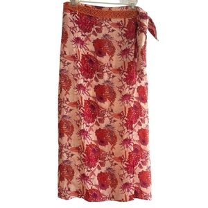 Nekane Floral Wrap Skirt with Front Beaded WaistBand M